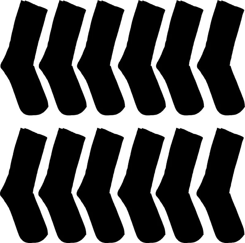 بي جي كي 12 Pair Unisex Bamboo Black Socks