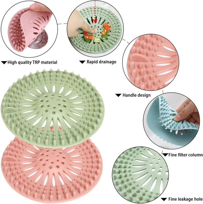 Tonity أغطية تصريف الشعر من تونتي، سدادات مطاطية لأحواض الاستحمام، حوض اليد، المطبخ، الحوض، مصفاة، مجاري، قابس، فلتر، فخ، حماية التصريف (عبوة من 2) - Image 2