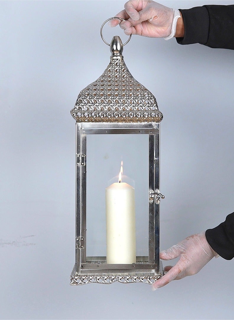 AL Hadaya Mall Elegant Hanging Ramadan Lantern – Silver Decorative Candle Lantern – 55×20 cm - Image 2