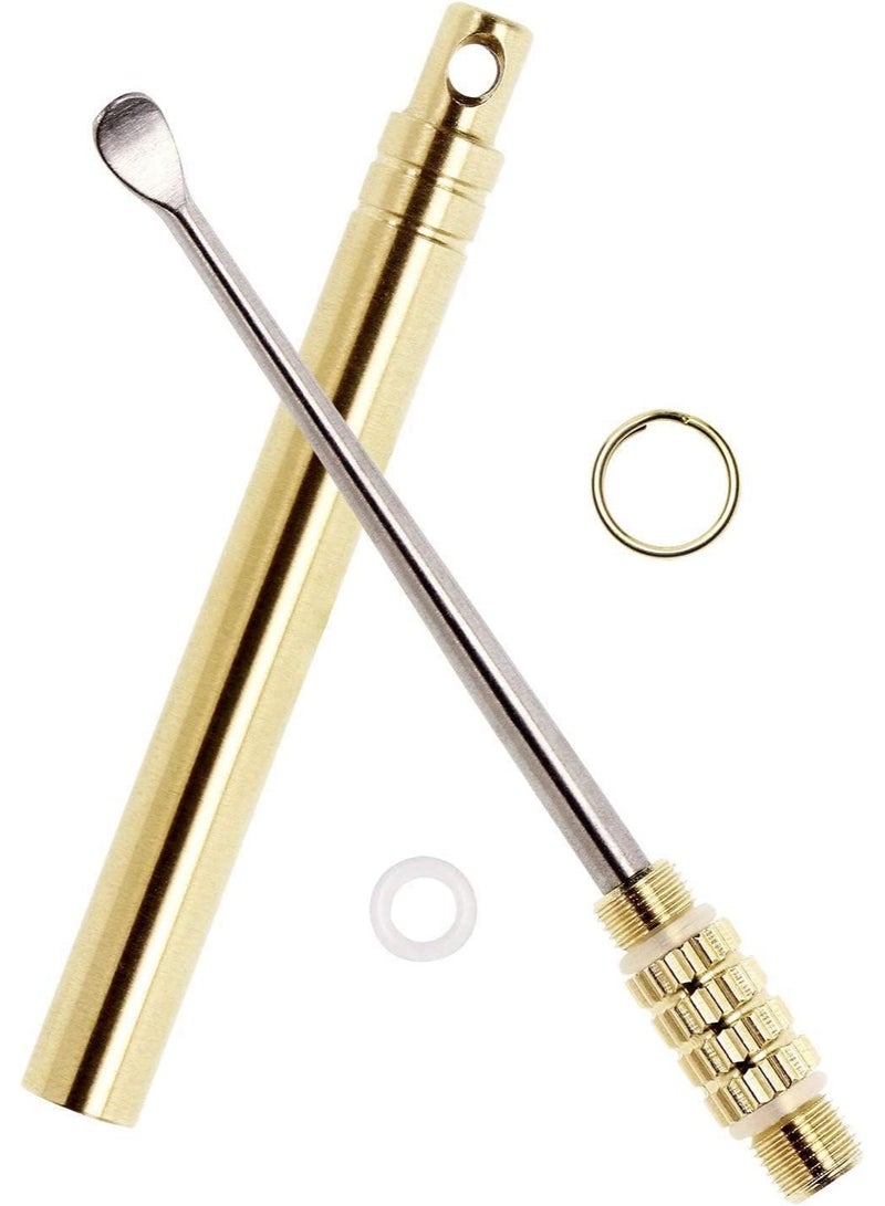 Generic Ear Wax Removal Tool Portable Ear Pick Folding Type Copper Ear-Pick Cleaner Ear Spoon Ear Clean Tool Attached Key Ring Mini Tool Supplies  - Image 1