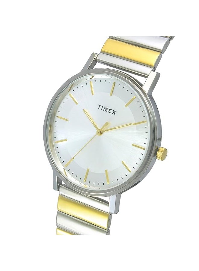 TIMEX Analog Watch for Man with Silver Round Dial & Two Tone Stainless Steel Bracelet Band Water Resistant Men's Wrist Watches - TW0TG8009 - Image 3