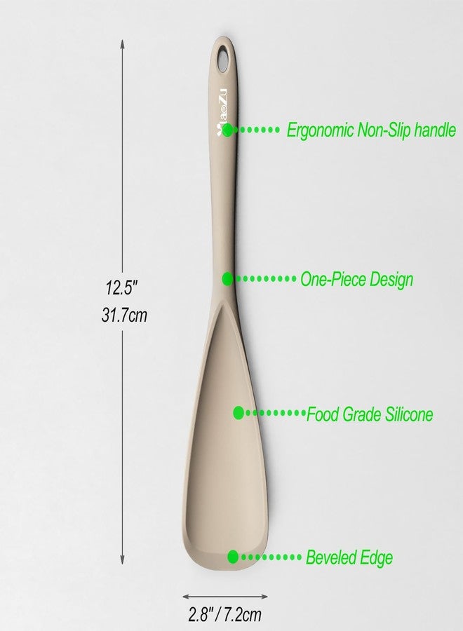 XiaoZu Silicone Spatula Spoon, Great for Both Cooking and Serving Durable BPA-Free Matte Black Silicone, Seamless Design, Safe for Nonstick Cooking Surfaces, 2-Pcs, Khaki - Image 2