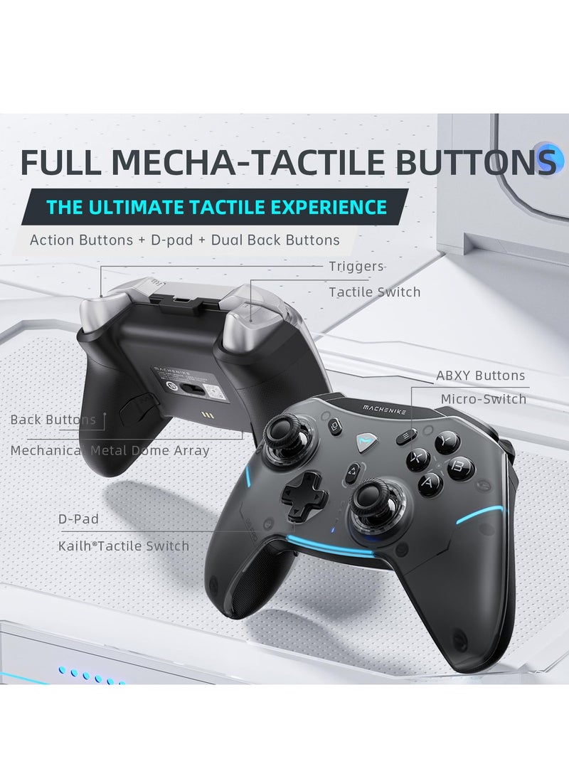 وحدة تحكم Machenike G5 Pro Switch، USB/Bluetooth 5.0/2.4G، مع أزرار قابلة للبرمجة، عصا تحكم، مشغل Hall، مفتاح Kaihua الصغير، لوحة ألعاب عن بعد للكمبيوتر الشخصي، NS، iOS، Android، TV Box (أسود) - Image 2