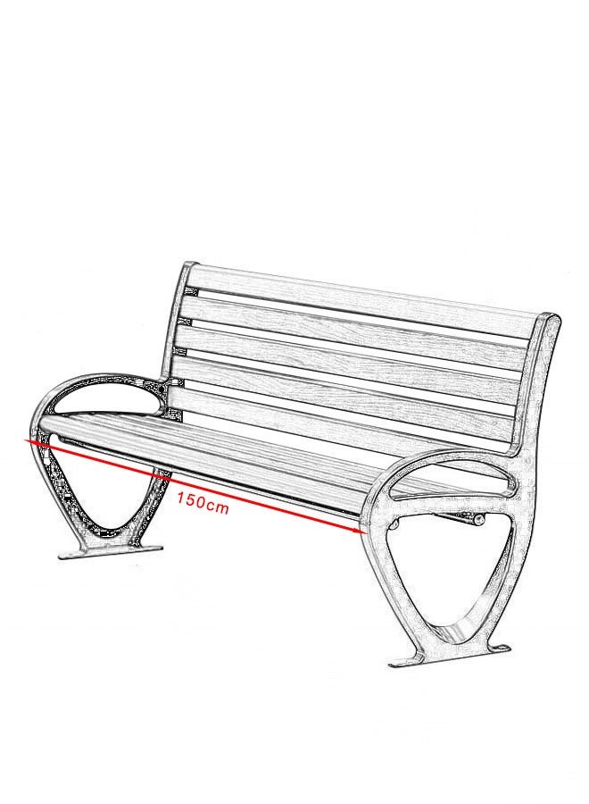 XIANGYU Outdoor  Leisure Bench Plastic Wood Seat with Backrest Aluminum Alloy Iron - Image 3