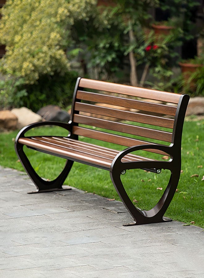 XIANGYU Outdoor  Leisure Bench Plastic Wood Seat with Backrest Aluminum Alloy Iron - Image 1