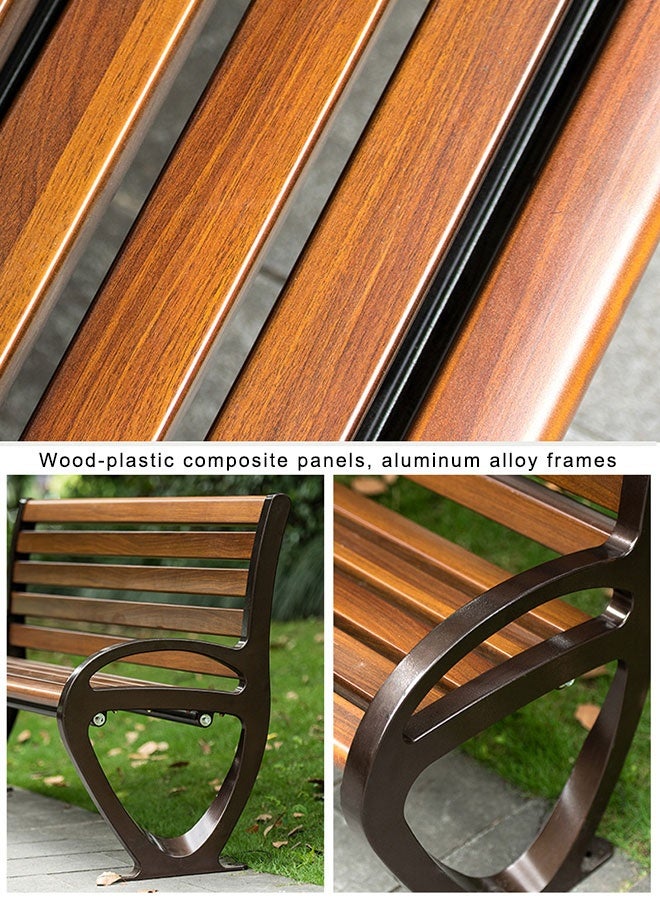 XIANGYU Outdoor  Leisure Bench Plastic Wood Seat with Backrest Aluminum Alloy Iron - Image 2
