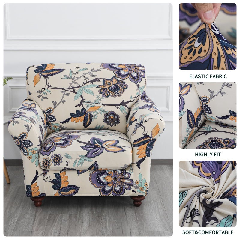FORCHEER Armchair Slipcovers 2 Piece Printed Sofa Couch Covers with 1 Separate Cushion Couch Covers Washable Sofa Slipcover with Elastic Bottom for Living Room(Armchair, Styles 10) - Image 4