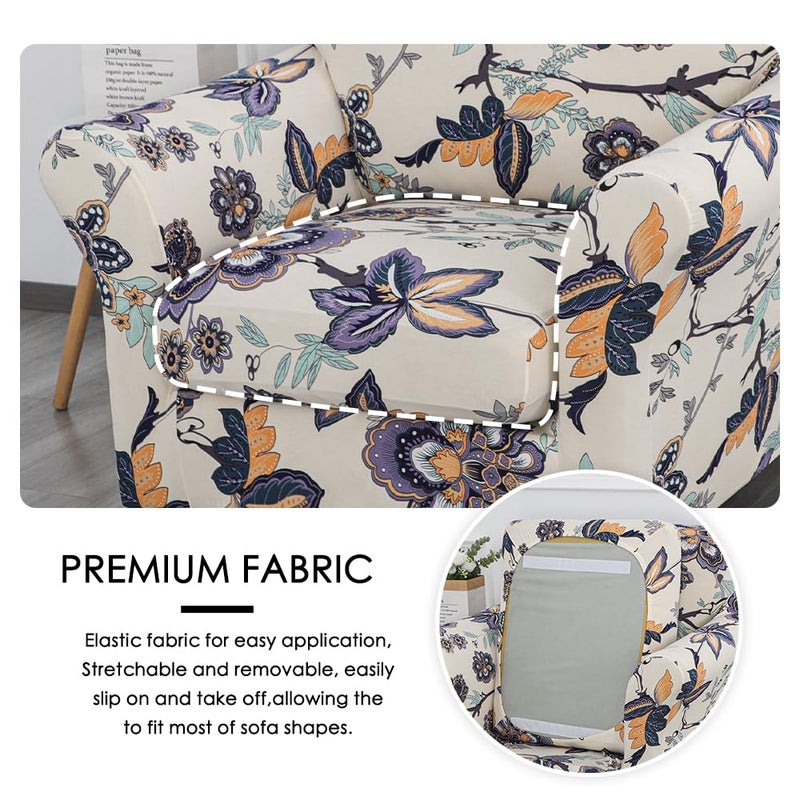 FORCHEER Armchair Slipcovers 2 Piece Printed Sofa Couch Covers with 1 Separate Cushion Couch Covers Washable Sofa Slipcover with Elastic Bottom for Living Room(Armchair, Styles 10) - Image 3