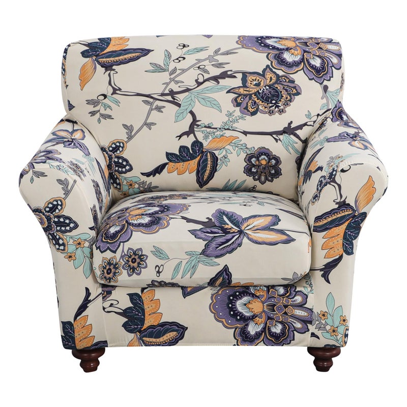 FORCHEER Armchair Slipcovers 2 Piece Printed Sofa Couch Covers with 1 Separate Cushion Couch Covers Washable Sofa Slipcover with Elastic Bottom for Living Room(Armchair, Styles 10) - Image 1
