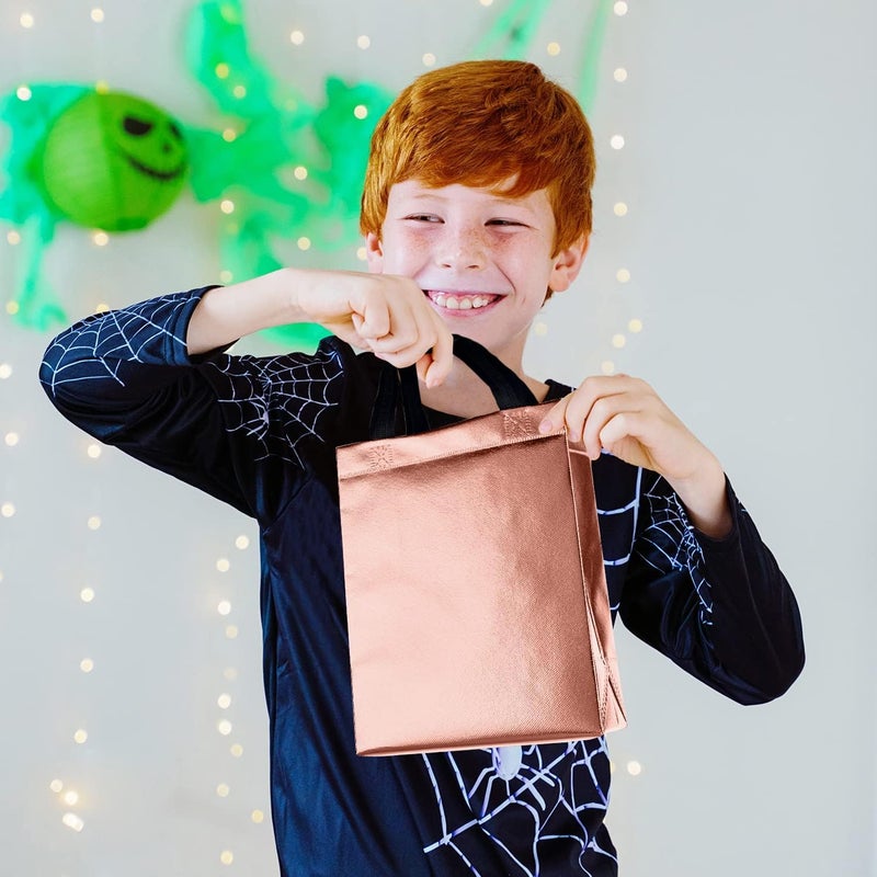 Drapme Extra-Small Size Pack of 20 Pcs Glossy Metallic Laminated Non-Woven Reusable Eco-Friendly Party Return Gift Bags (Rose Gold) (Extra-Small 6.75x9x3 Inch) - Image 4