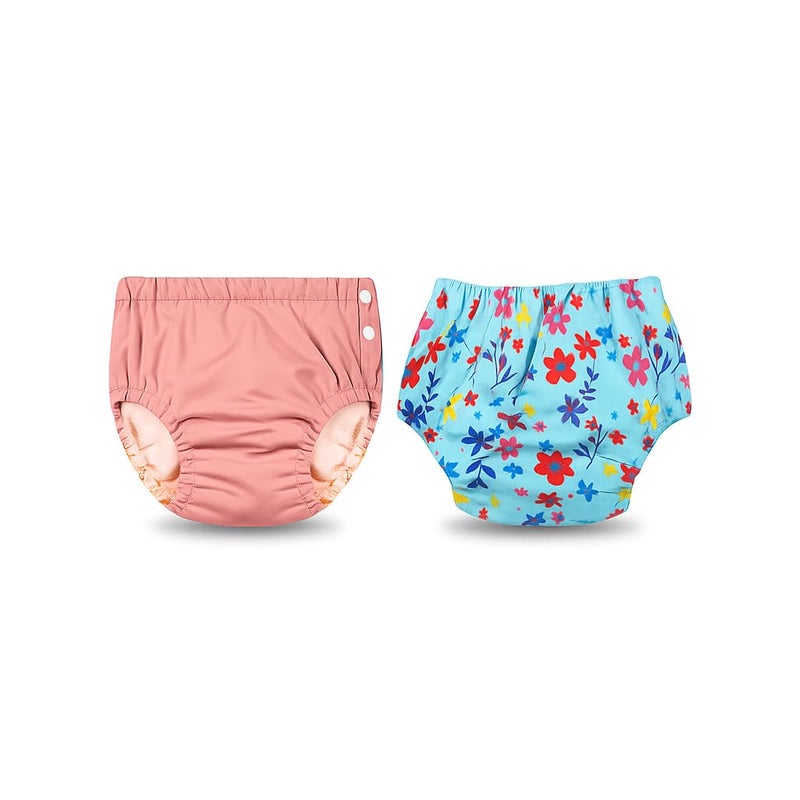 Laee cute “Reusable Baby Swim Diapers | Adjustable & Washable Cloth Training Pants | Leak-Proof, Eco-Friendly | Pack of 2 (pink+blue) - Image 1