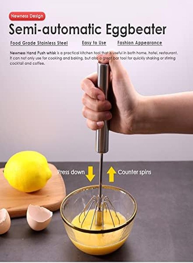 MobFest® Stainless Steel Semi-Automatic Mixer Baking Whisk Manual Kitchen Hand Blender Rotating Wire Beater Egg Stirring Lassi, Mixer, Butter Milk Maker, 12 Inch - Image 3