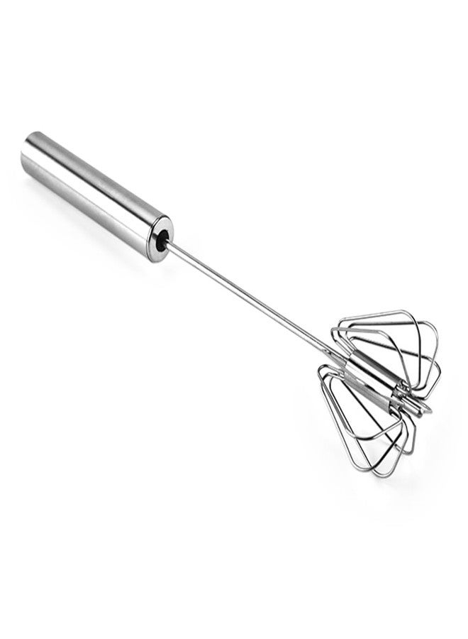 MobFest® Stainless Steel Semi-Automatic Mixer Baking Whisk Manual Kitchen Hand Blender Rotating Wire Beater Egg Stirring Lassi, Mixer, Butter Milk Maker, 12 Inch - Image 1