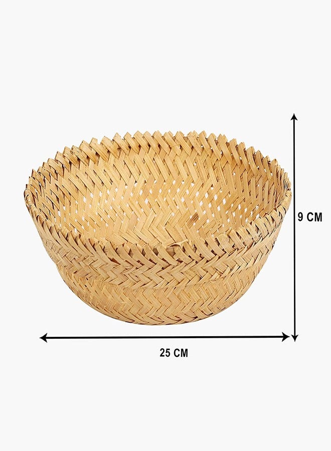 HM SERVICES New Bamboo Basket Round Pack of 3 - Image 3
