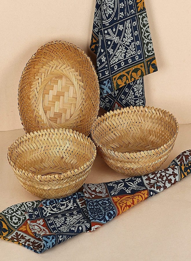 HM SERVICES New Bamboo Basket Round Pack of 3 - Image 2
