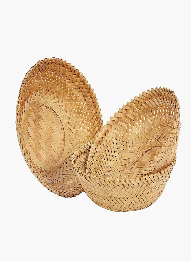 HM SERVICES New Bamboo Basket Round Pack of 3 - Image 1