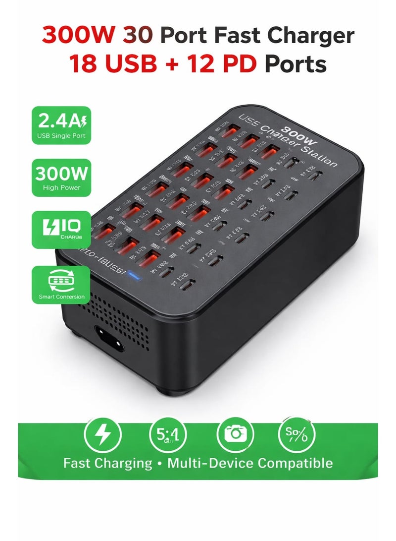 300W 30-Port USB Charging Station for Fast Device Charging - Image 2