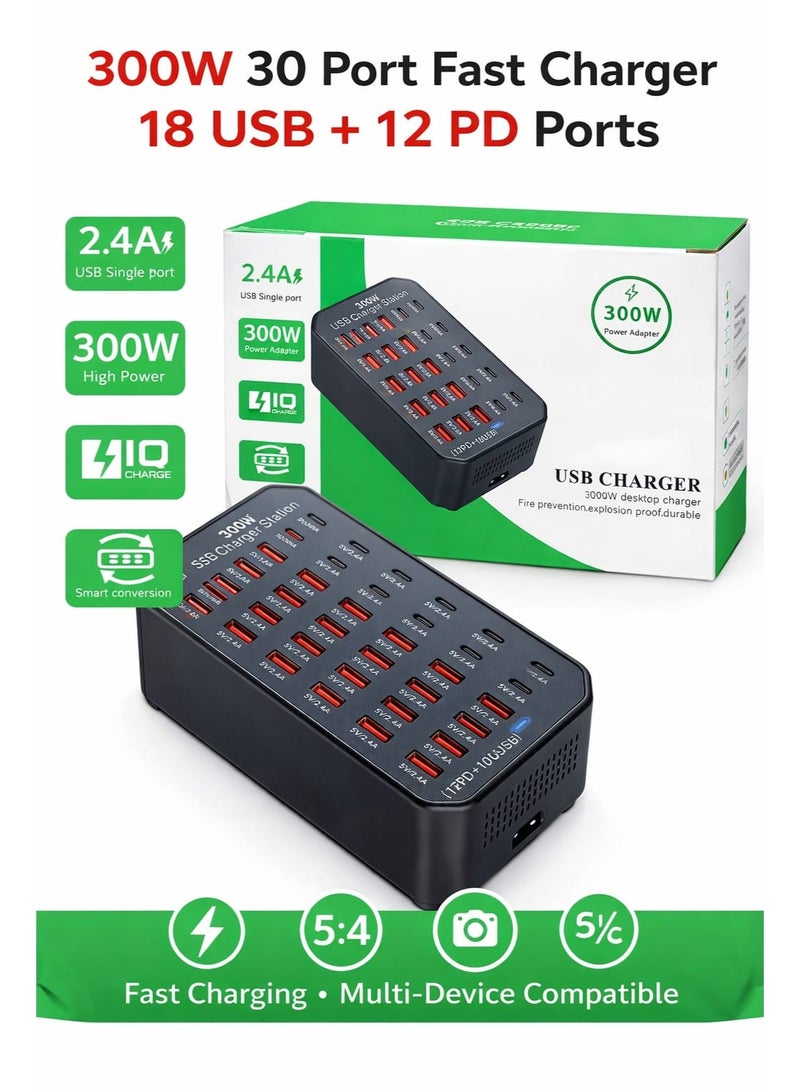 300W 30-Port USB Charging Station for Fast Device Charging - Image 3