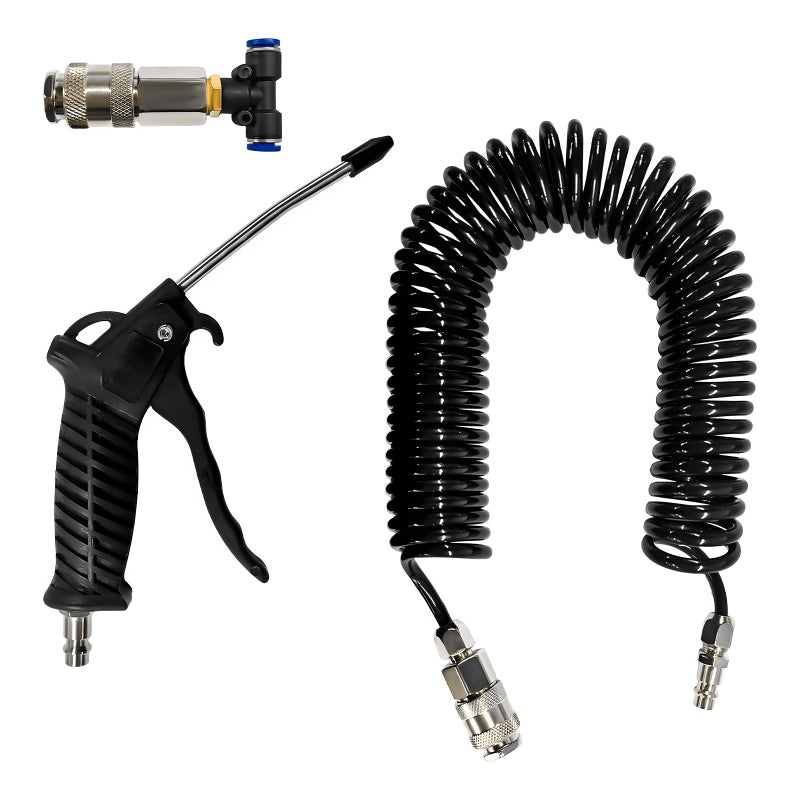 ZNDAW Air Blow Gun Kit Heavy Duty Truck Air Seat Blow Spray Tool with 16ft Long PU Coil Duster Gun Kit with Cleaning Nozzle Tip for Car Truck Semi Trailer Car Accessories - Image 3