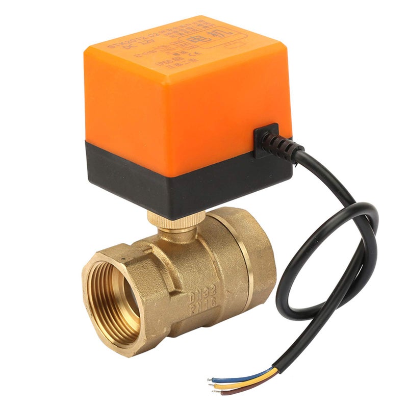 DN32 G1 1 4 Inch Electric Ball Valve Brass Motor 2 Way 3 Wire 12V DC - Image 2