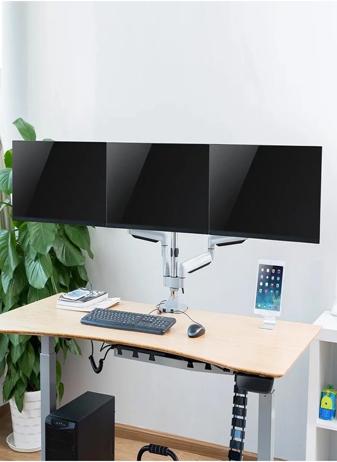 Skill Tech SH100 C036 Aluminum Triple Display Interactive LCD VESA Desk Mount for 13"-32" Screens, VESA 100x100, 27kg Load Capacity – Black  - Image 3