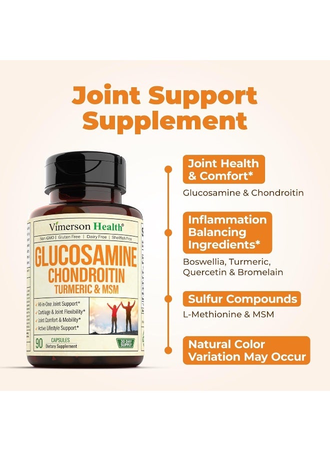 Vimerson Health Glucosamine with Chondroitin Turmeric MSM Boswellia. Supports Occasional Joint Pain Relief. Helps Response, Antioxidant Properties. Supplement for Back, Knees, Hands. 90 Capsules - Image 5