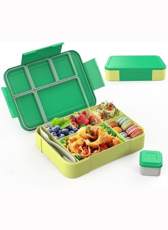 Bento Lunch Box for Kids and Adults, Lunchbox Containers with Tablewares for Boys and Girls, Leakproof, Microwave, Dishwasher, Freezer Safe, Bpa-Free(Green) - Image 1