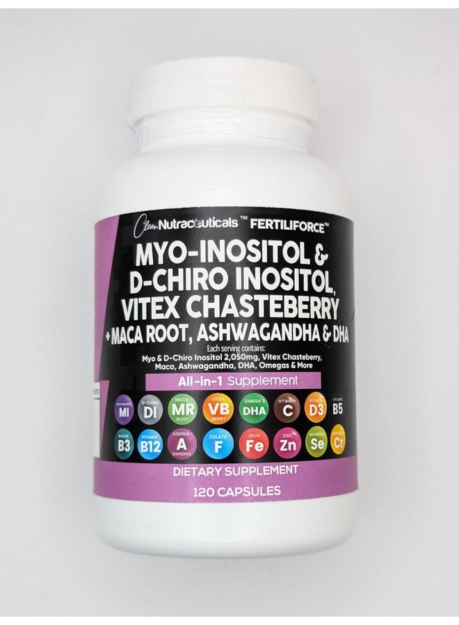 Clean Nutraceuticals Myo-Inositol & D-Chiro Inositol 2050mg Fertility Supplement 40:1 Ratio - Prenatal Vitamins for Women with Ashwagandha Maca Root Vitex Chasteberry Iron DHA Folic Acid DIM Zinc (1) - Image 1