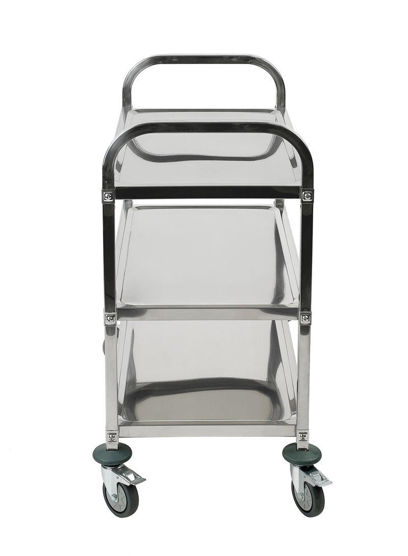 عربة دوارة ذات 3 طبقات | عربة خدم مناسبة للمطابخ وقاعات الطعام وخدمات الطعام والفنادق والمنازل | عجلات دوارة قابلة للقفل بزاوية 360 درجة | فولاذ مقاوم للصدأ | كبير - Image 3