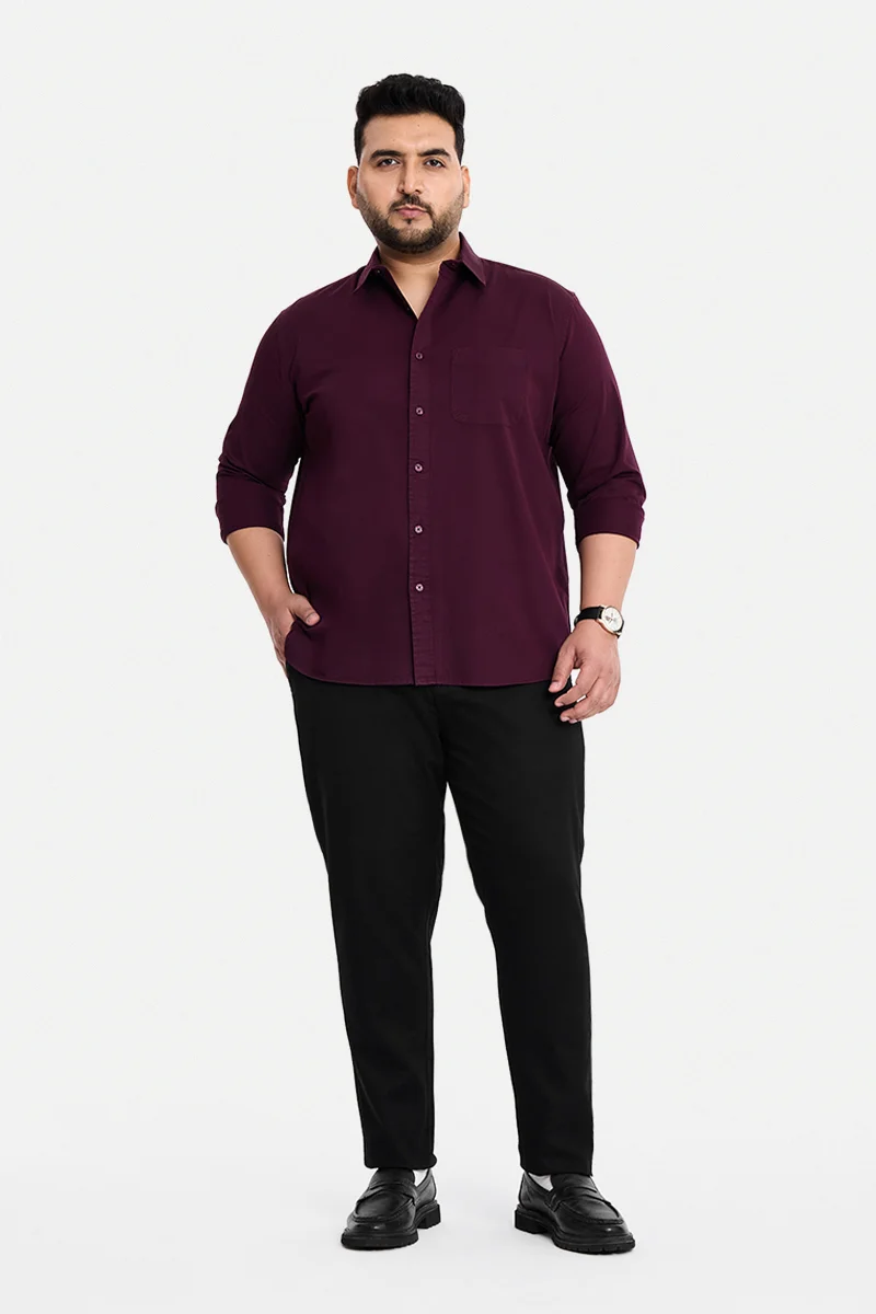 سنيتش Black Solid Regular Fit Casual Plus Size Chinos