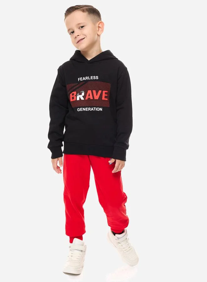 victor and jane Graphic Print Regular Fit Hoodie by Styli