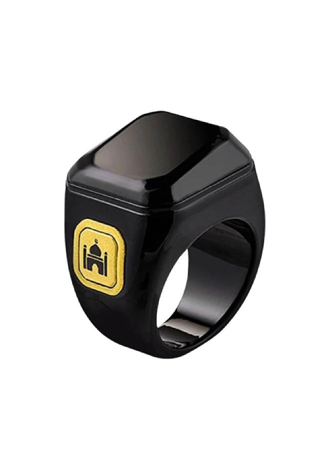 Smart Tasbeeh Ring with OLED Display, , Prayer Reminder, Type-C Fast Charging, Mobile App  Cloud Sync – Black - Image 1