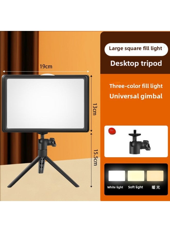 Light Supplement Studio Live Broadcast Dedicated Small Desktop Lighting Room Photo Layout Soft Light Professional Led Square Lamp-Specification:Large Square Lamp + Desktop Three-legged Portable Model-[three-color Dimmable Soft Light] Square Lamp★★  - Image 1