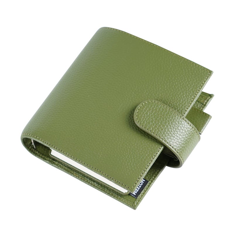 Moterm Moterm Pocket Luxe Rings Planner - Genuine Leather Binder Organizer (Pebble-Olive, 30mm Ring)  - Image 1