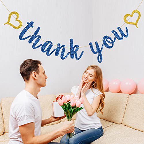 INNORU Thank You Banner Navy Blue Glitter, Wedding Bridal Shower, Thanksgiving Day Party Decorations, Engagement Party Banner, Perfect Wedding Party Decoration Suppllies - Image 4