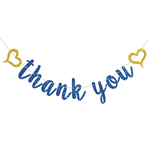 INNORU Thank You Banner Navy Blue Glitter, Wedding Bridal Shower, Thanksgiving Day Party Decorations, Engagement Party Banner, Perfect Wedding Party Decoration Suppllies - Image 1