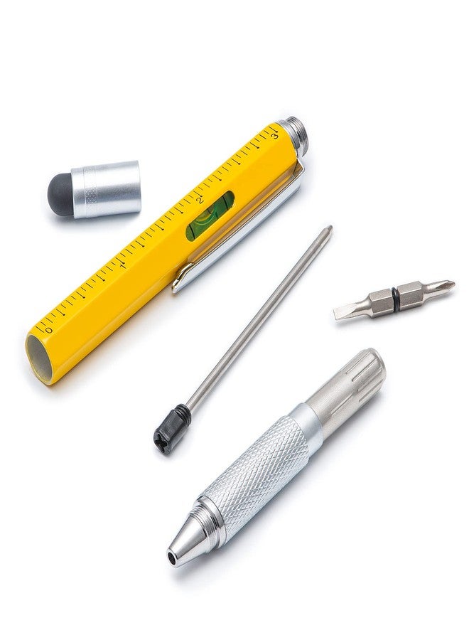Wikult 4 Pack Multitool Pen with Extra Refills Set, 6 in 1 Multitool Pen with Ruler & Levelgauge, Multifunctional Metal Ballpoint Pen, Cool Gadget for Men, Gift for Husband Dad Father (Assorted Colors) - Image 2