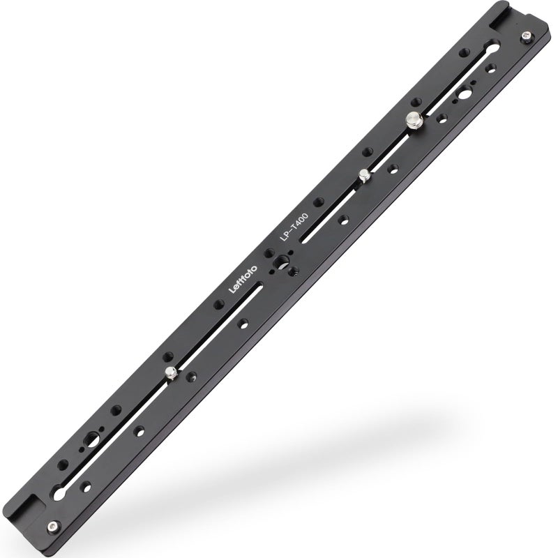 LEFTFOTO 400mm Lengthened Quick Release Double Dovetail Slide Rail Universal QR Plate, with ARRI Locating Hole, 1/4" & 3/8" Threads, Cold Shoe - for DSLR Camera Tripod Ballhead - Image 1