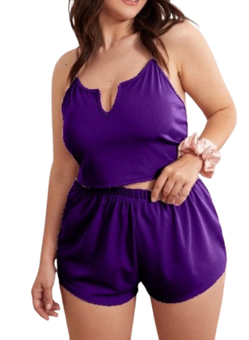 MANIKAN Short Lycra pajama set for women, hot Lycra shorts with a sleeveless T-shirt  - Image 1