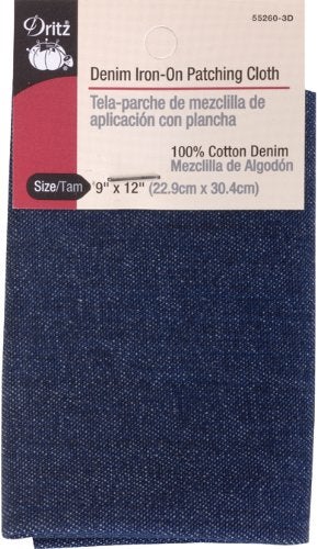 Dritz Dritz 55260-3D Denim Iron-On Patching Cloth, Dark Blue, 9 by 12-Inch  - Image 1
