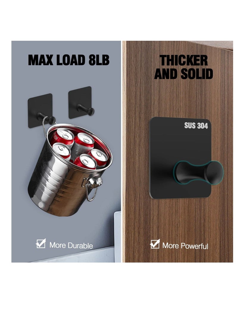 4 Pack Adhesive Hooks, Waterproof Rustproof Removable Hooks, Wall Hangers without Nails Self-Adhesive, Suitable for Bathroom, Kitchen, Door (Black) - Image 4