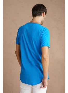 Cool Tarz Cool Style Saks Men's Oval Cut Slim Fit Dirty Collar Casual T-Shirt  - Image 3