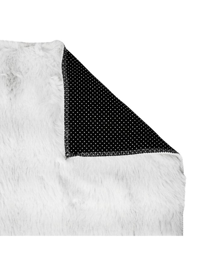 atmosphera Zephy Rectangular 3D Faux Fur Anti-Slip Rug White 60 x 90cm 212509 - Image 2