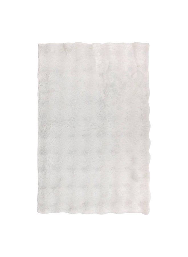 atmosphera Zephy Rectangular 3D Faux Fur Anti-Slip Rug White 60 x 90cm 212509 - Image 1