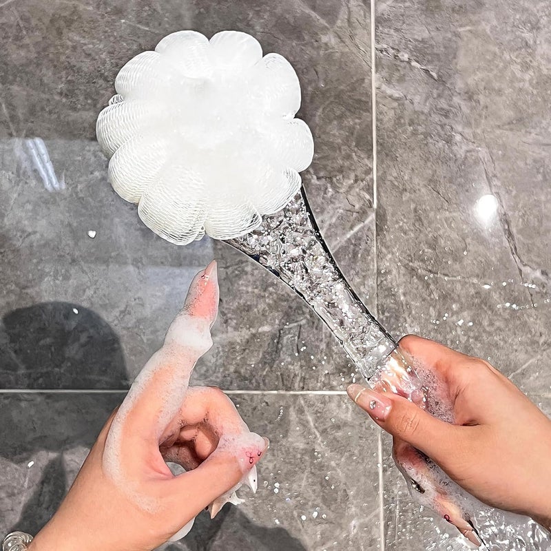 NILKANTH Upgrand Shower Body BrushSoft Bristles and LoofahMesh Sponge Ball Long Handle Bath Brush Back Scrubber for Gentle Skin Exfoliating and Cleaning Black - Image 5