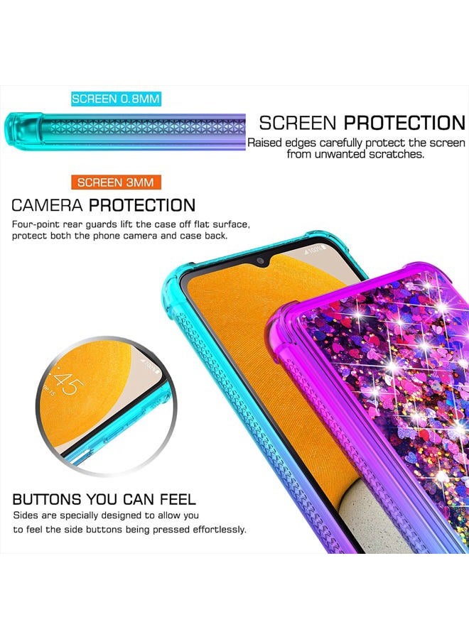 YZOK for Samsung Galaxy A13 5G Case,Galaxy A13 5G Case,with HD Screen Protector,Gradient Quicksand Glitter Liquid Floating Waterfall Durable Girls Cute Phone Case for Samsung A13 5G (Teal/Purple) - Image 2