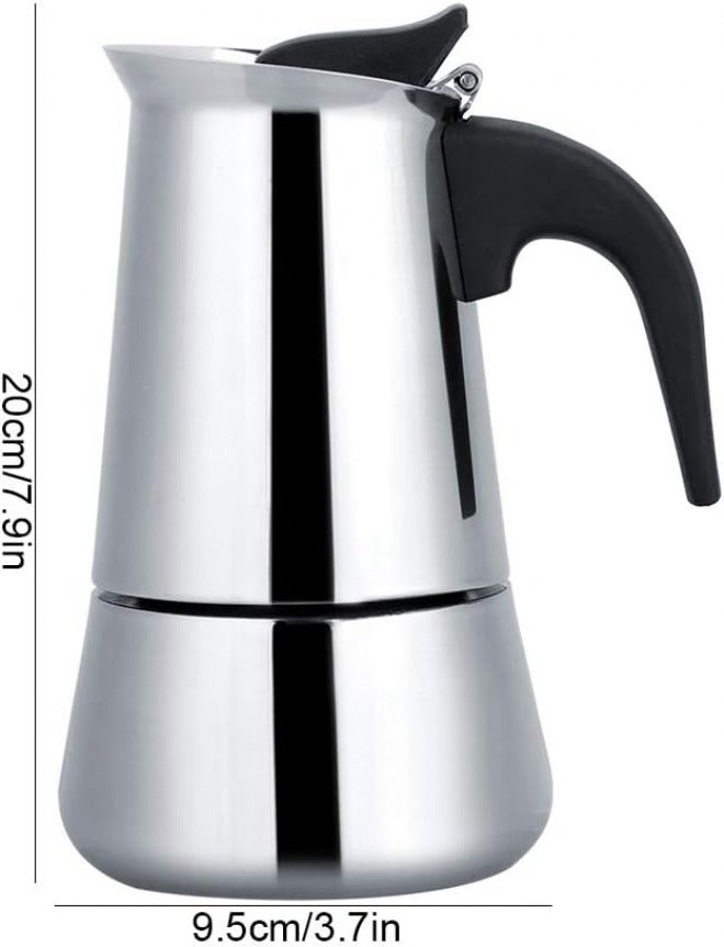 إبريق قهوة من الفولاذ المقاوم للصدأ، صانع قهوة محمول للاستخدام المنزلي بسعات متنوعة 100 مل 200 مل 300 مل 450 مل (300 مل) - Image 5