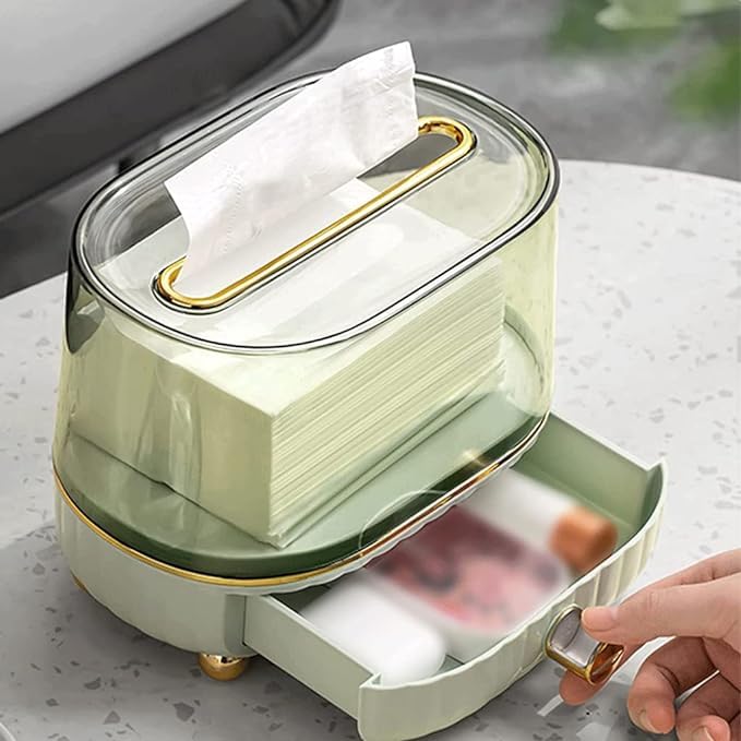 waqif Spring Tissue Box Covers Tissue Box Holder Clear Tissue Holder Car Tissue Dispenser Holder for Bathroom Kitchen Green - Image 4