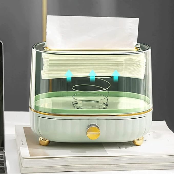 waqif Spring Tissue Box Covers Tissue Box Holder Clear Tissue Holder Car Tissue Dispenser Holder for Bathroom Kitchen Green - Image 3