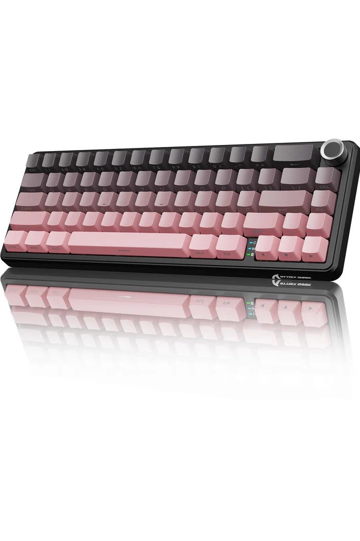 Attack Shark X66 Wireless Shark Attack Mechanical Keyboard with Handle 3-Mode Gaming Keyboard with USB-C/BT5.0/2.4G 60% RGB Side-Printed PBT Keycaps Hot Swappable Strawberry Keycaps Blackberry Color - Image 1